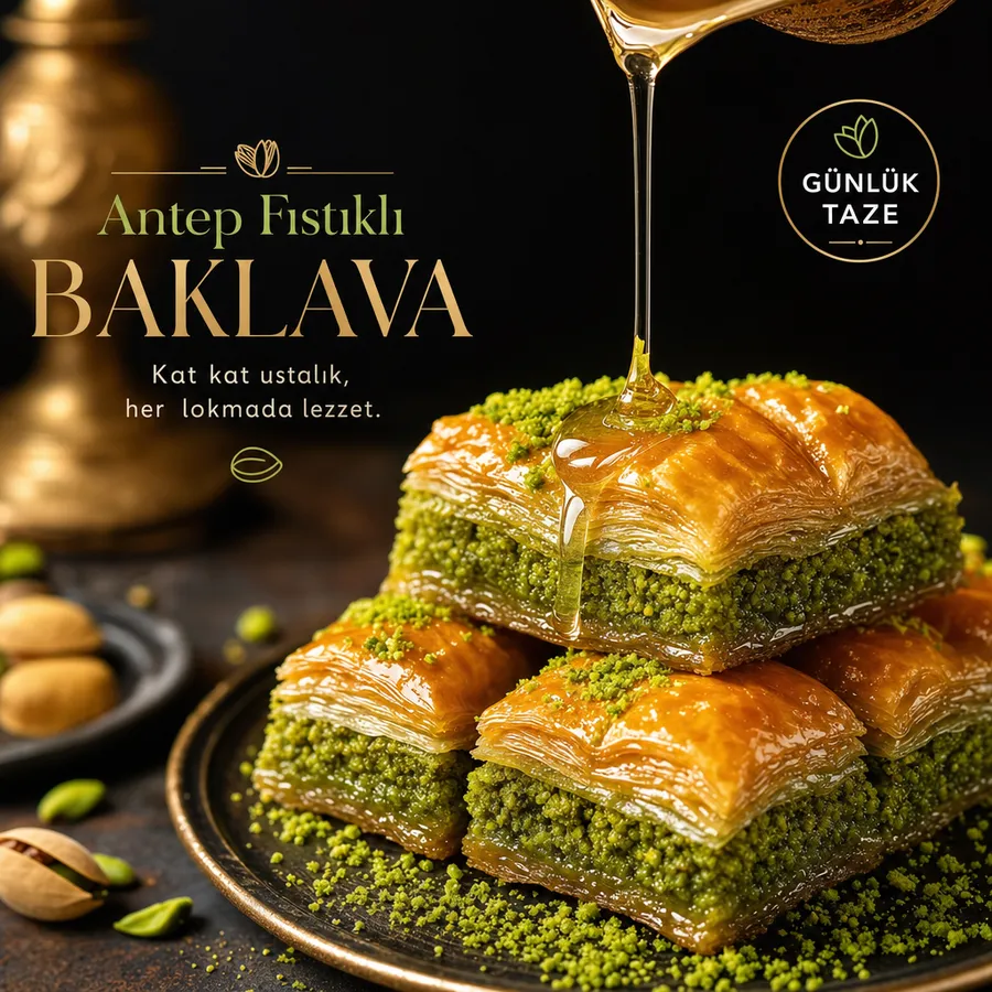 Fıstıklı baklava için örnek reklam görseli