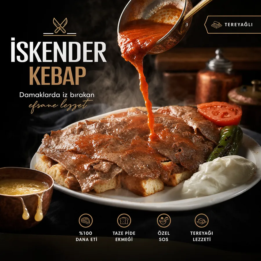 Tereyağlı iskender için örnek reklam görseli