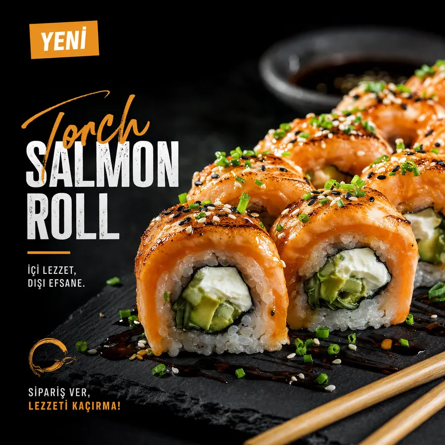 Sushi rolls tepsisi için örnek Instagram reklam görseli